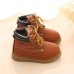 Baby Kids Boy Girl PU Leather Snow Boots Fur Lined Winter Warm Shoes