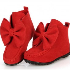 Winter Baby Kids Girls Dancing Shoes Adornment Santa Christmas Gift Princess Leather Flats Bowknot Short Boots