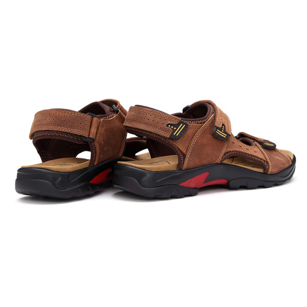 Large Size Summer Men Leather Sandals Leather Breathable Sandals Outdoor Beach Shoes